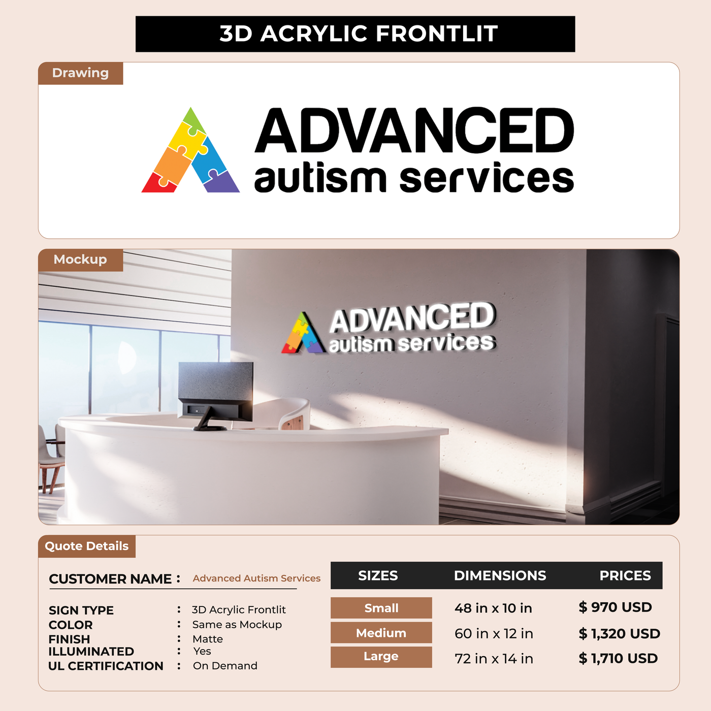 Business signage for Advanced Autism Services