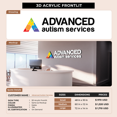 Business signage for Advanced Autism Services