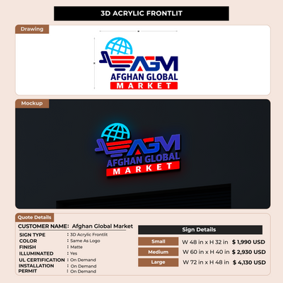 Custom Signs for Afghan Global Market
