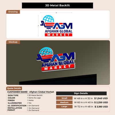 Custom Signs for Afghan Global Market