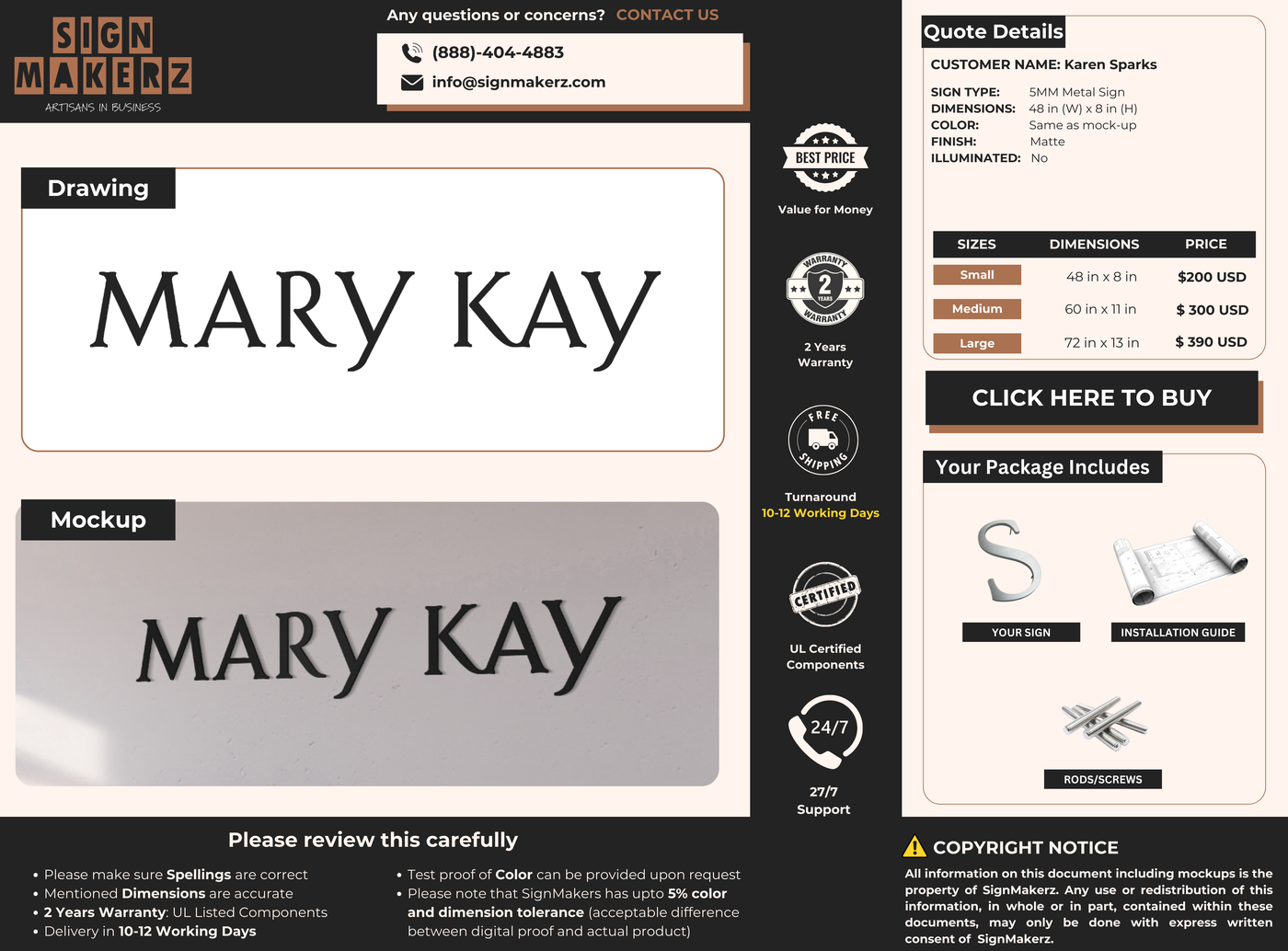 5mm Metal Sign for Karen Sparks