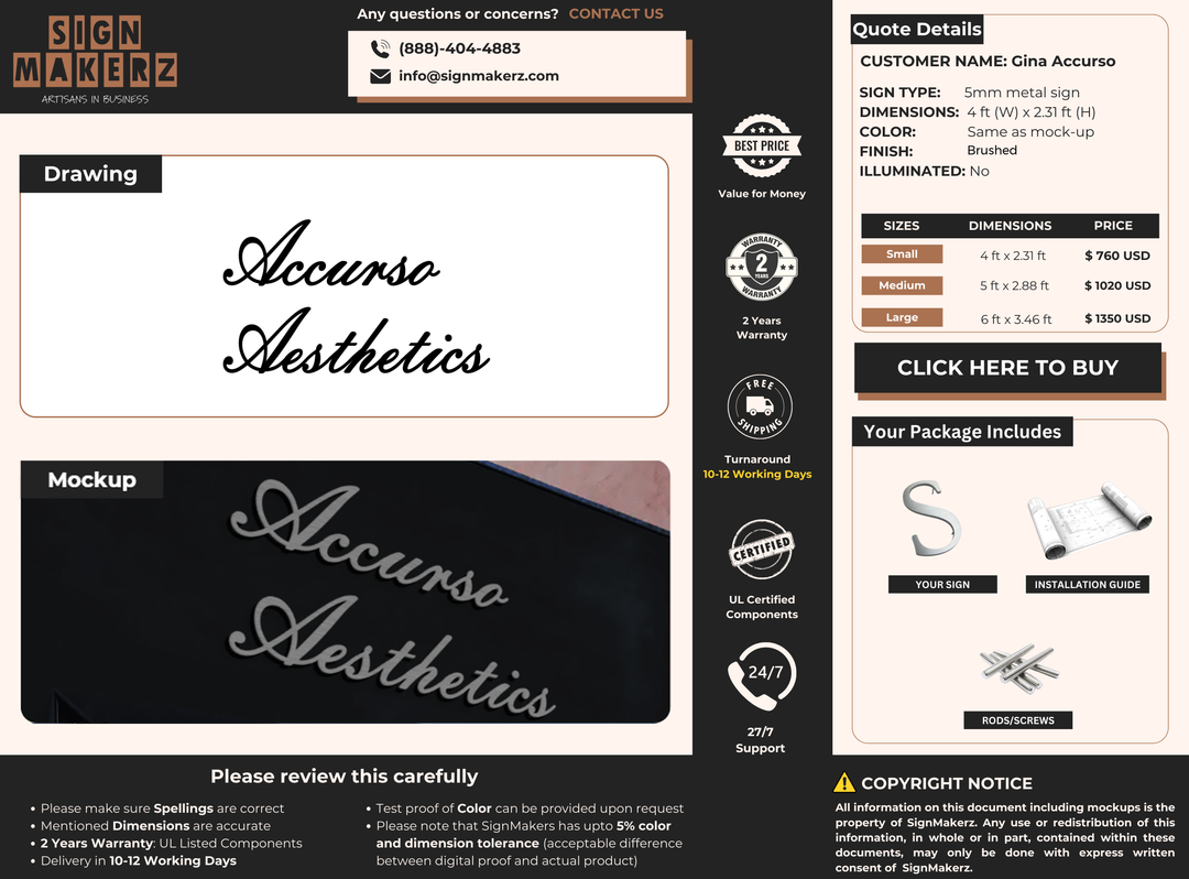 Business signage for Gina Accurso