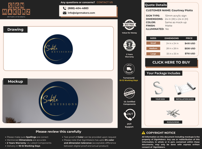 Business signage for Courtney Plotts