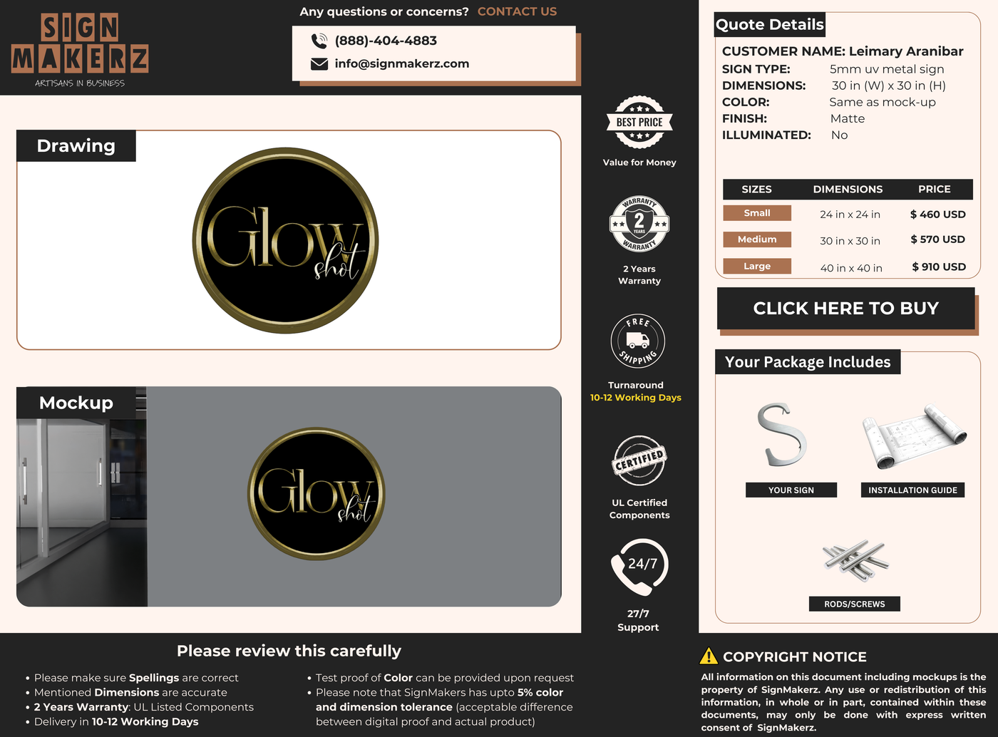5MM UV Metal Sign For Leimary Aranibar