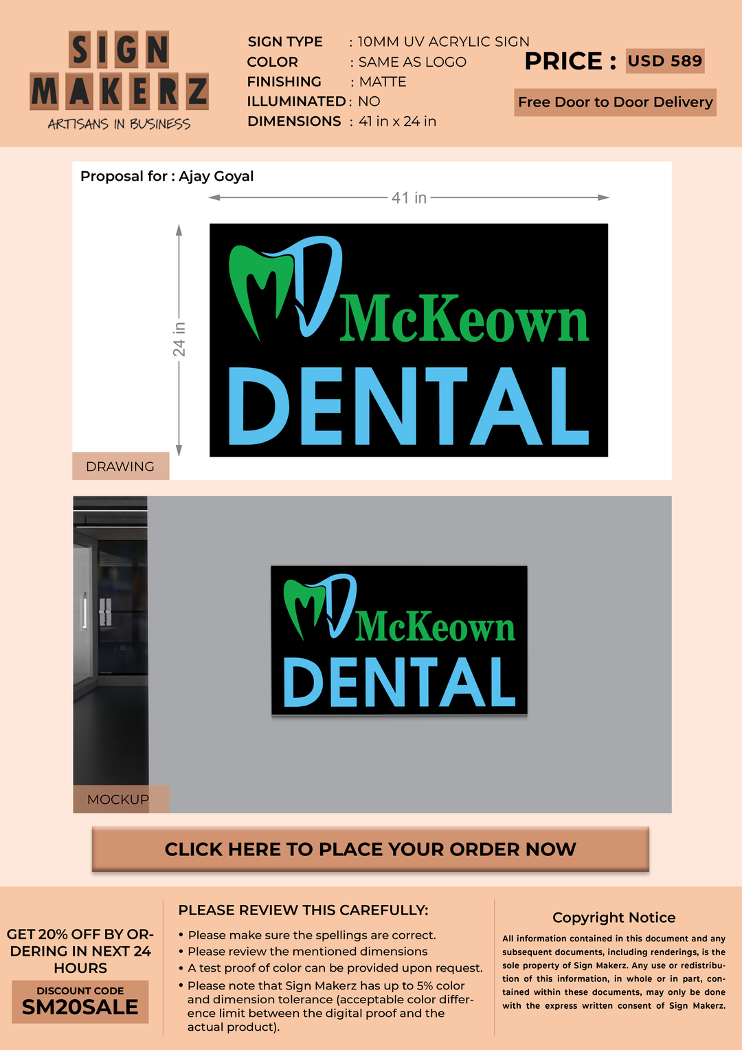 Acrylic Letters Sign for Ajay Goyal
