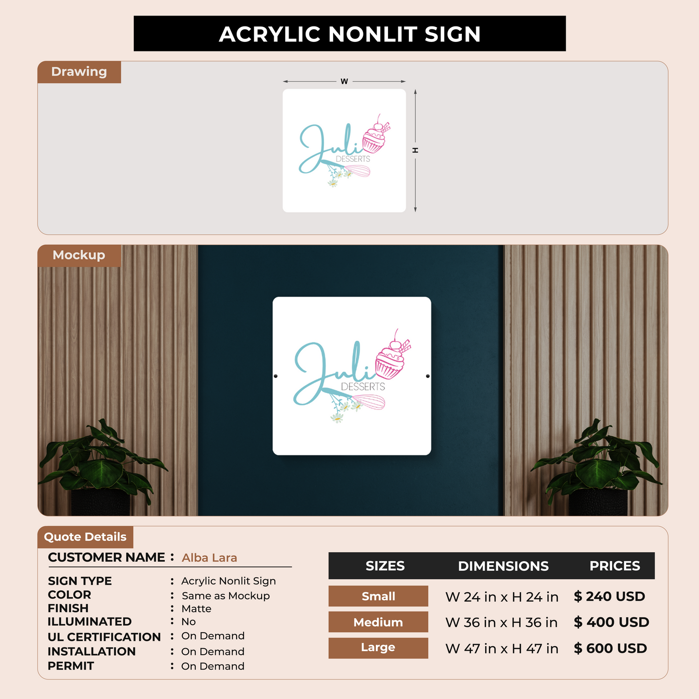 Custom Signs For Alba Lara