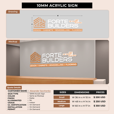 10mm Acrylic Sign for Alexander Savvhenko