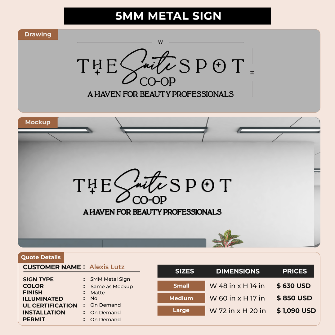 Business signage for Alexis Lutz