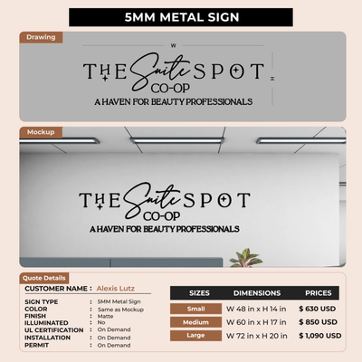 Business signage for Alexis Lutz