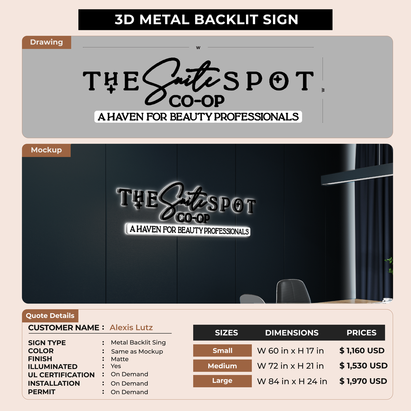 Business signage for Alexis Lutz