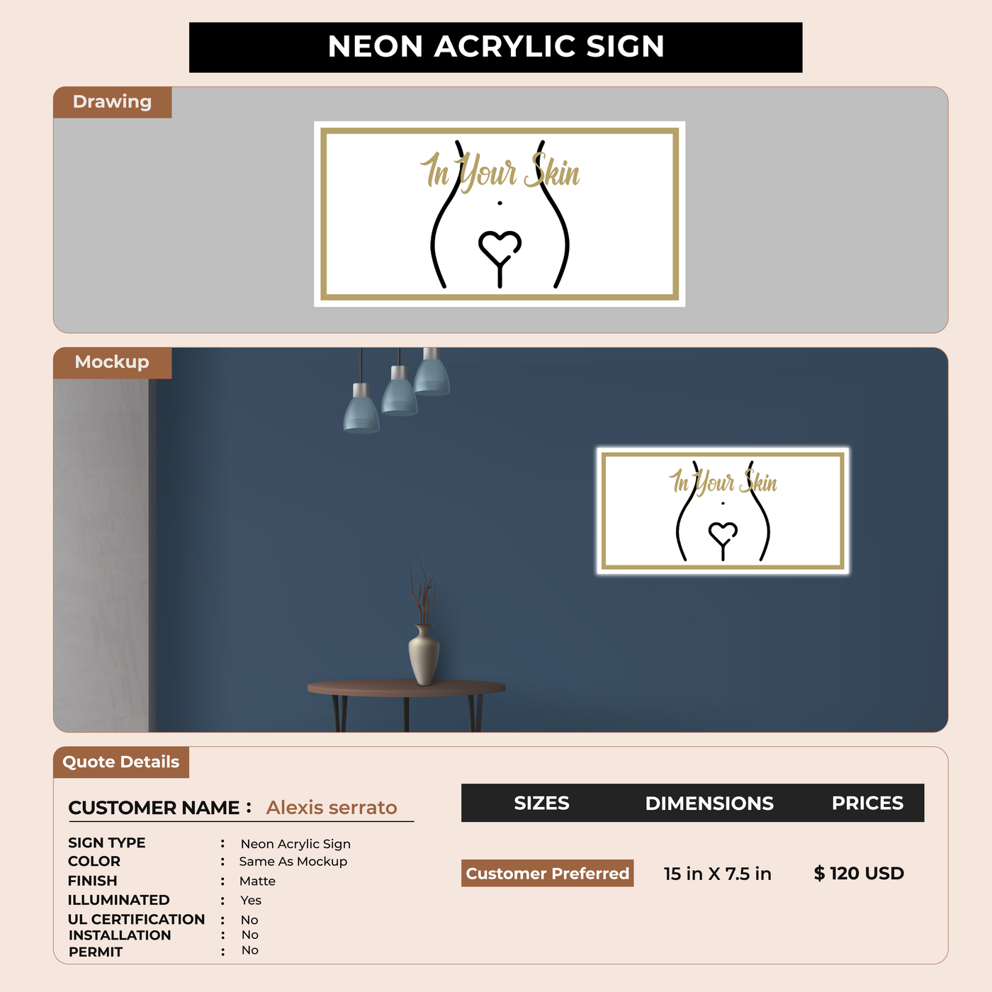 Noen Acrylic Sign for Alexis serrato
