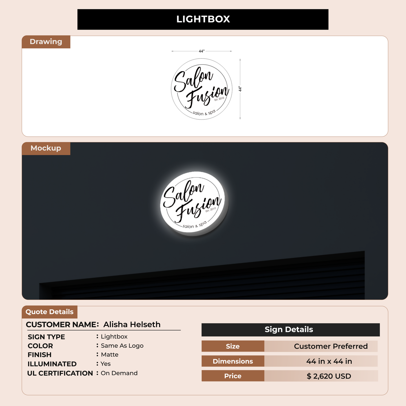 Lightbox Sign for Alisha Helseth