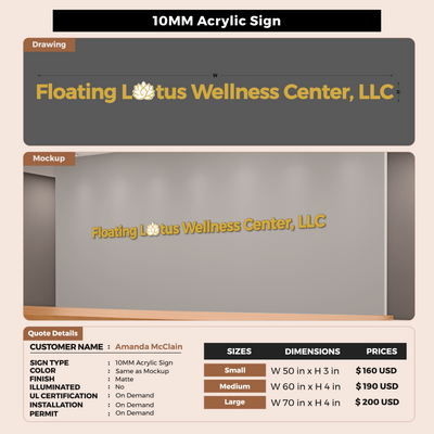 10 mm acrylic sign for Amanda McClain