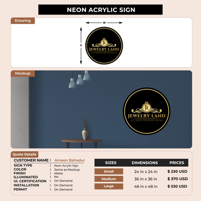Neon Acrylic Sign for Ameen Bahadur