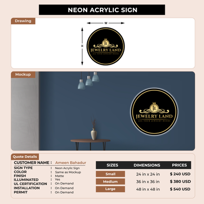 Neon Acrylic Sign for Ameen Bahadur