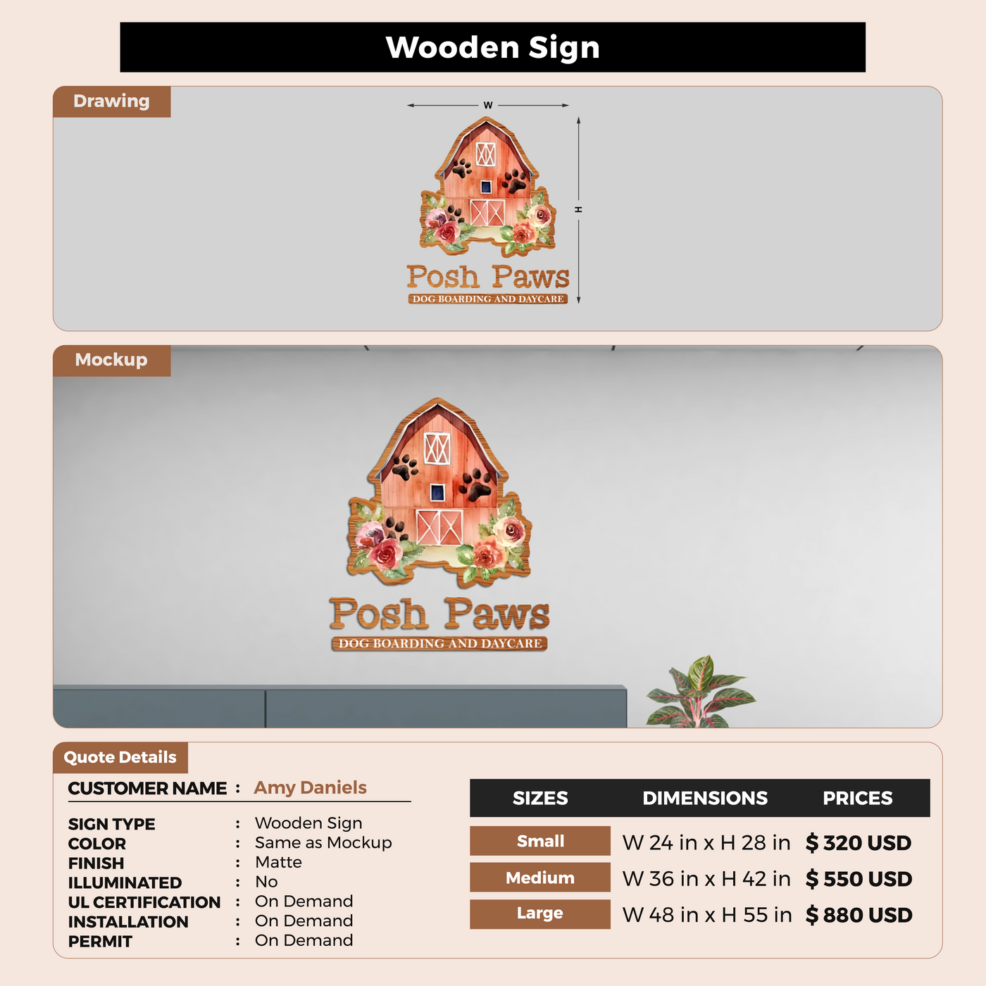 Wooden Sign For Amy Daniels