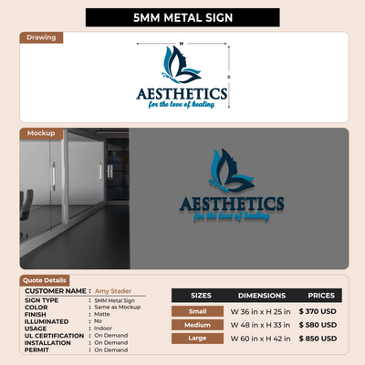 5MM Metal Sign For Amy Stader