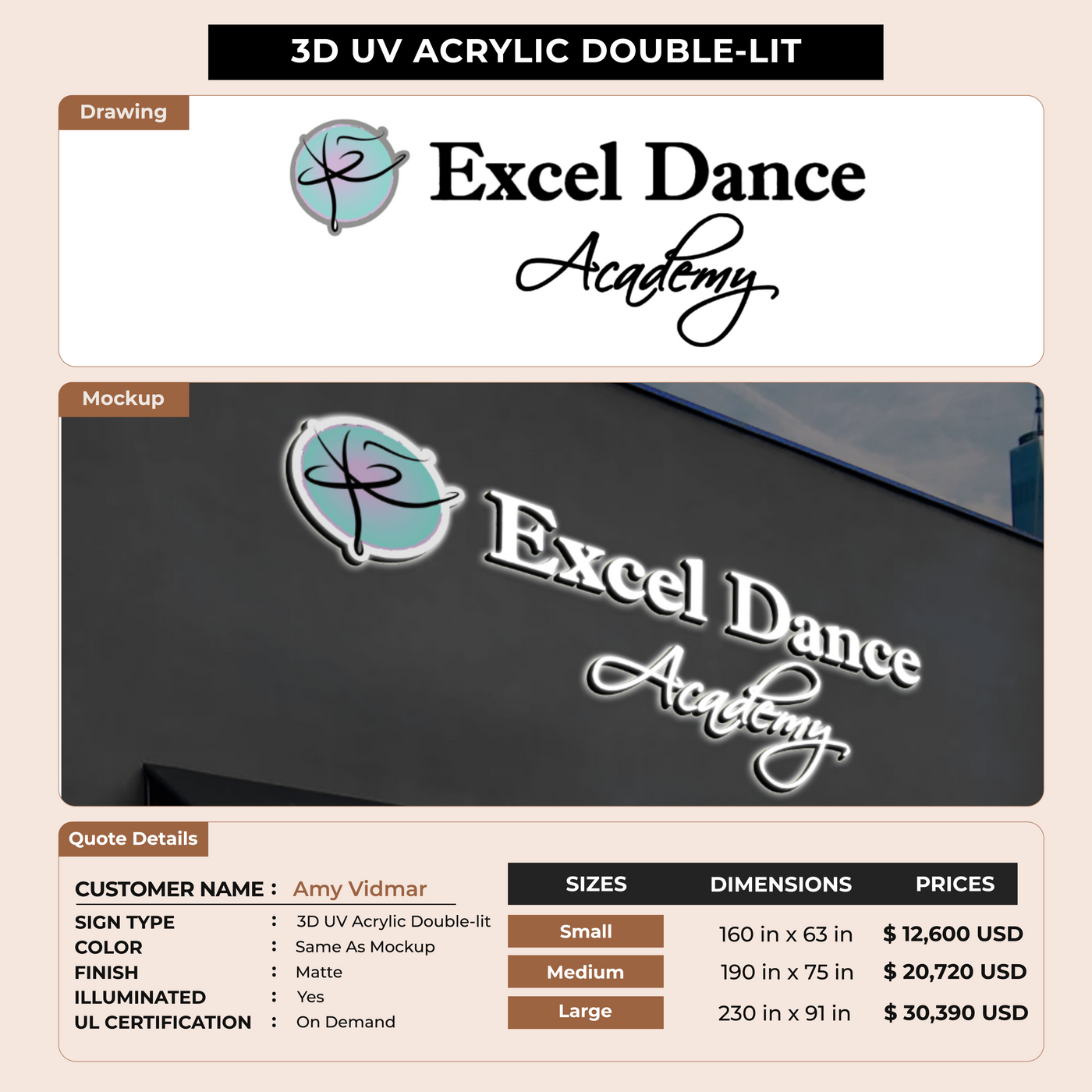 Custom Signs for Amy Vidmar