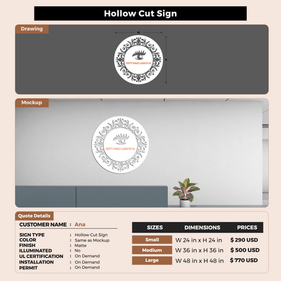 Hollow Cut Sign For Ana