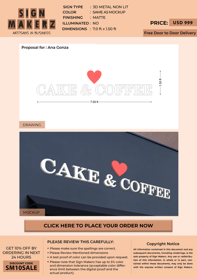 3D Metal Backlit Sign for Ana Gonza