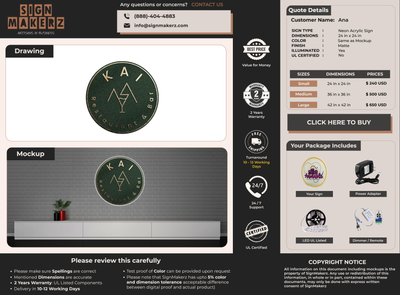Business signage for Ana