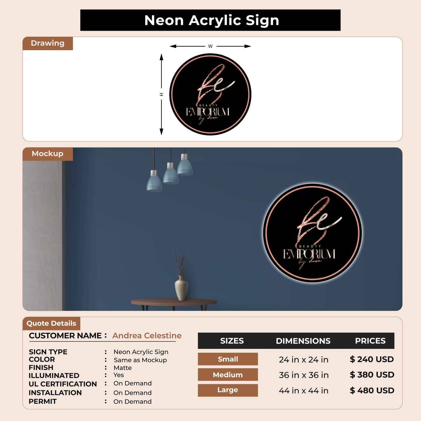 Business signage for Andrea Celestine
