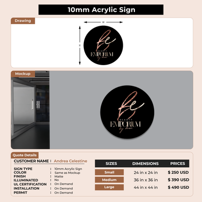 Business signage for Andrea Celestine