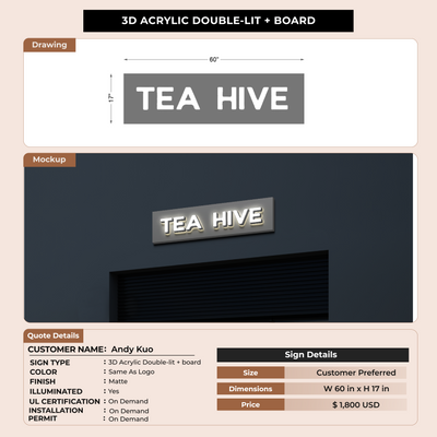 3D Acrylic Double-Iit+Board Signs For Andy Kuo