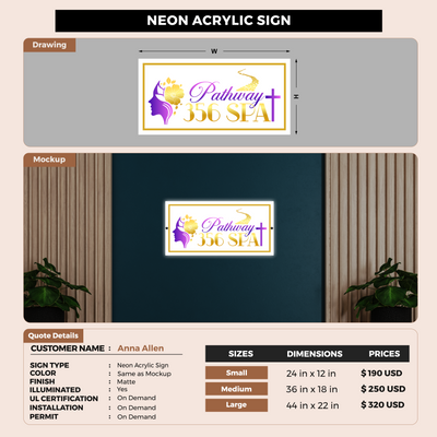 Neon Acrylic Sign for Anna Allen