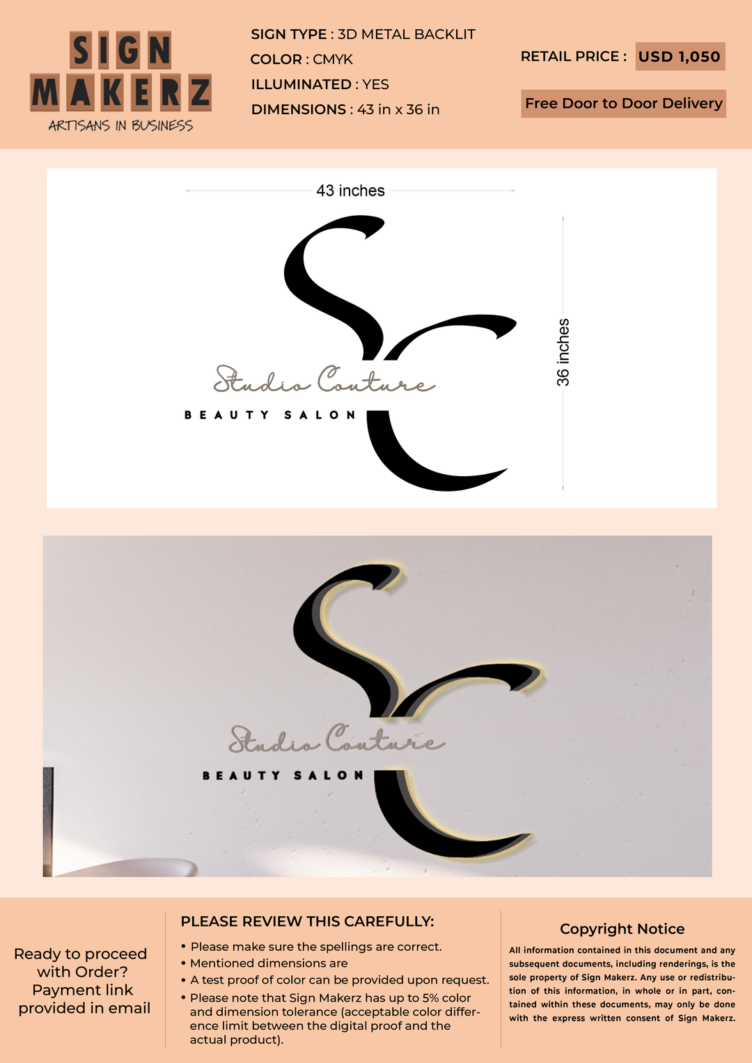 3D Metal Sign for Anthony Zangrillo