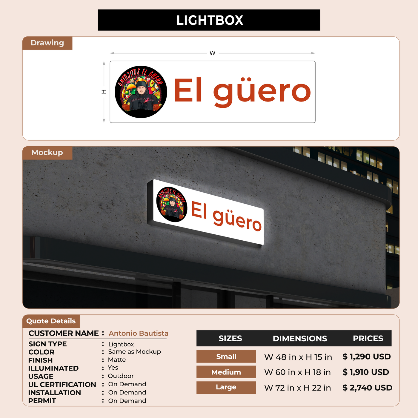 Custom Signs for Antonio Bautista
