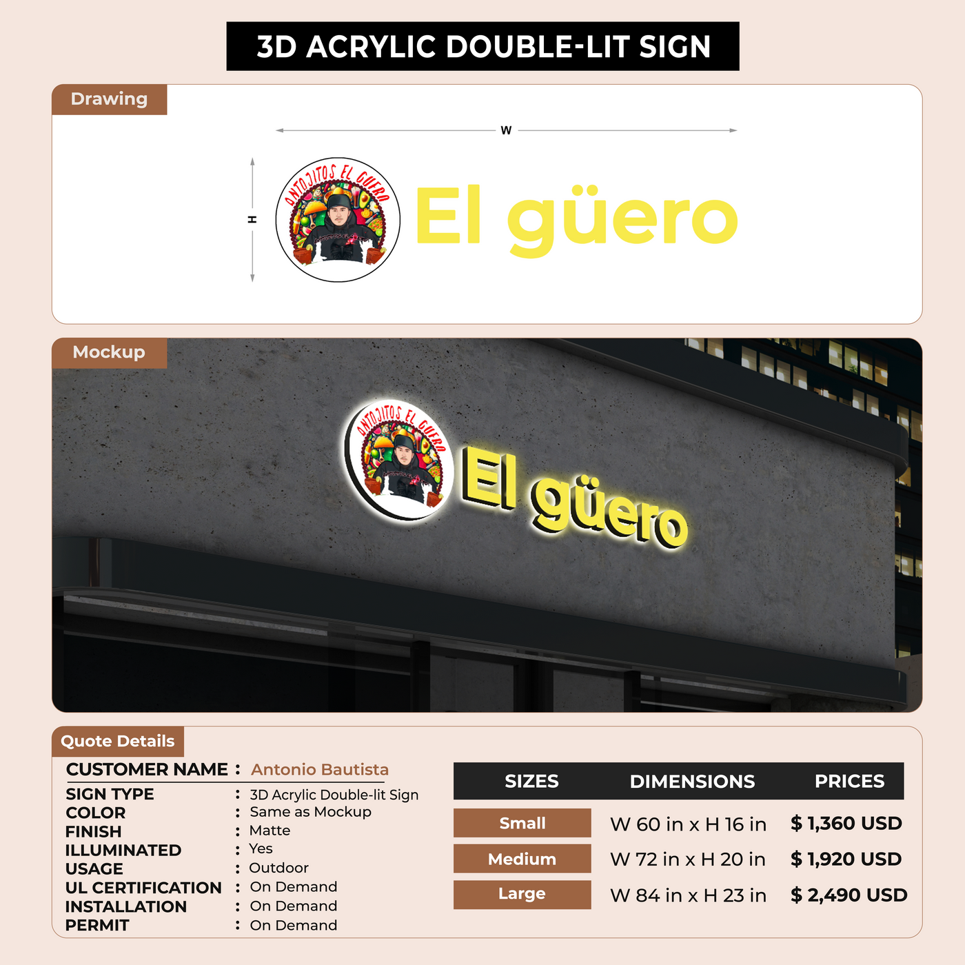 Custom Signs for Antonio Bautista