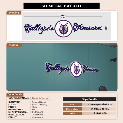 3D Metal Back-lit Sign For Ashley Chitwood