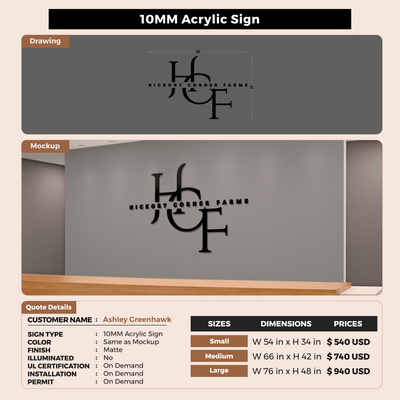 10mm Acrylic Sign For Ashley Greenhawk