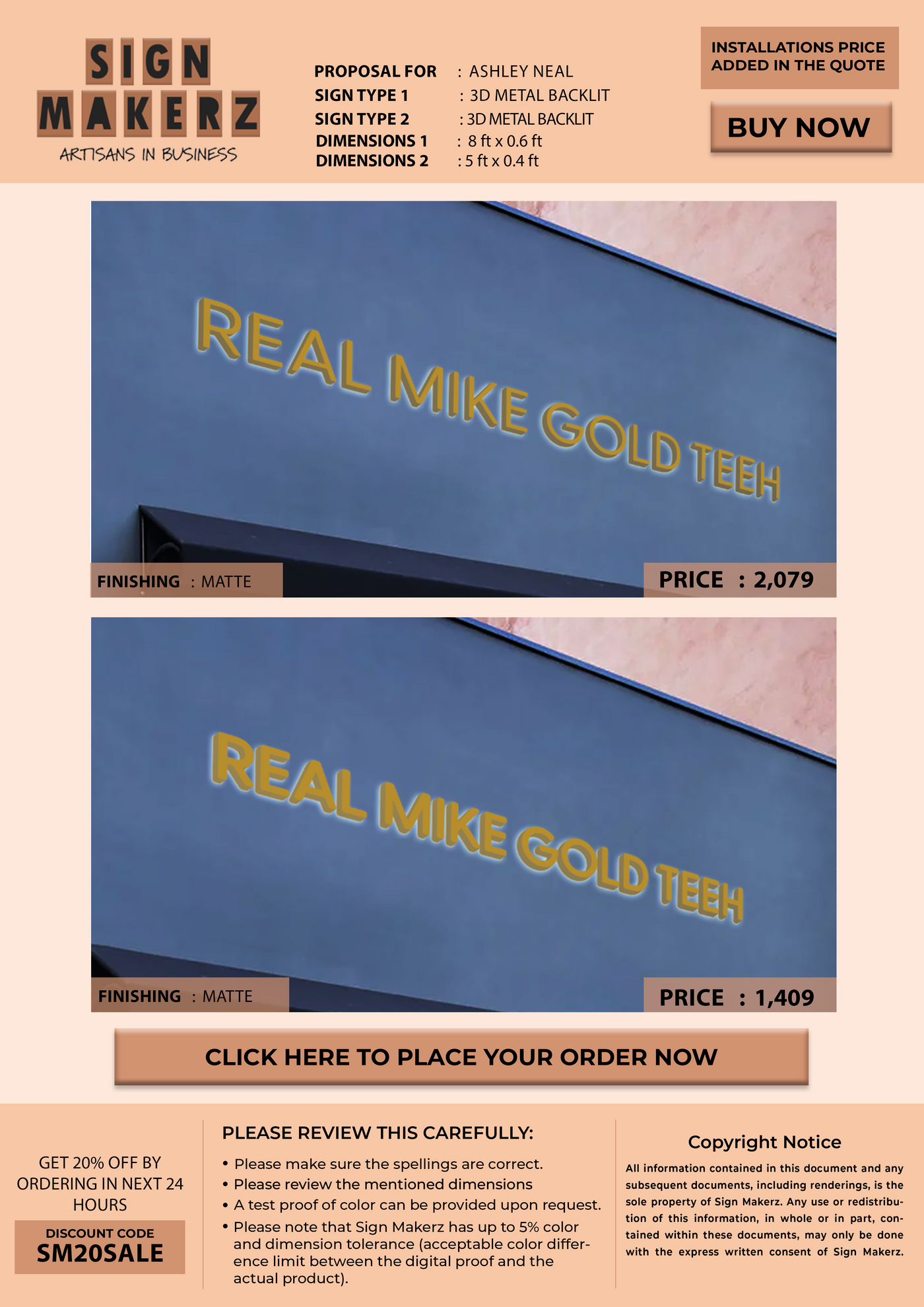 Business signs for Ashley Neal