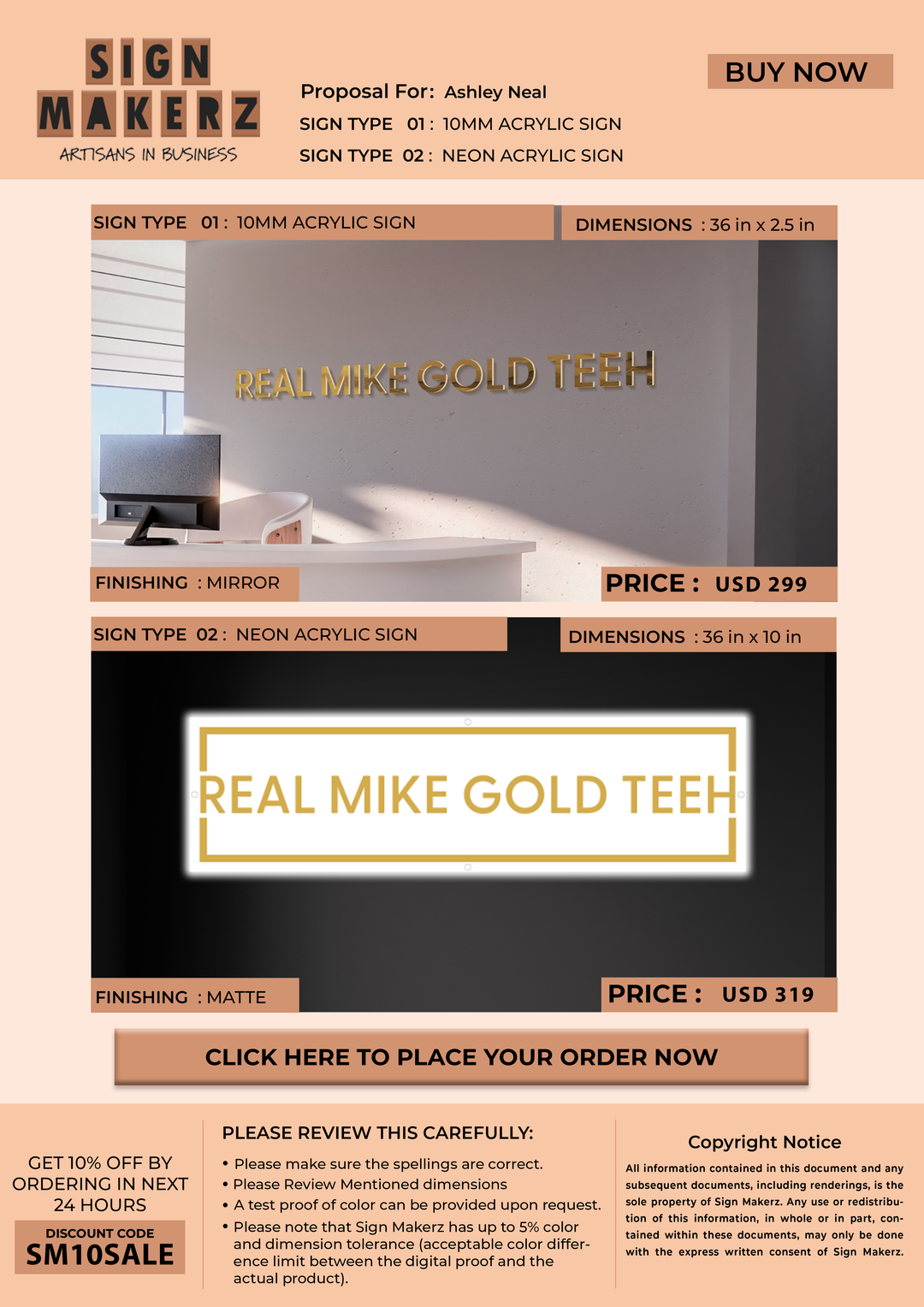 Business signage for Ashley Neal