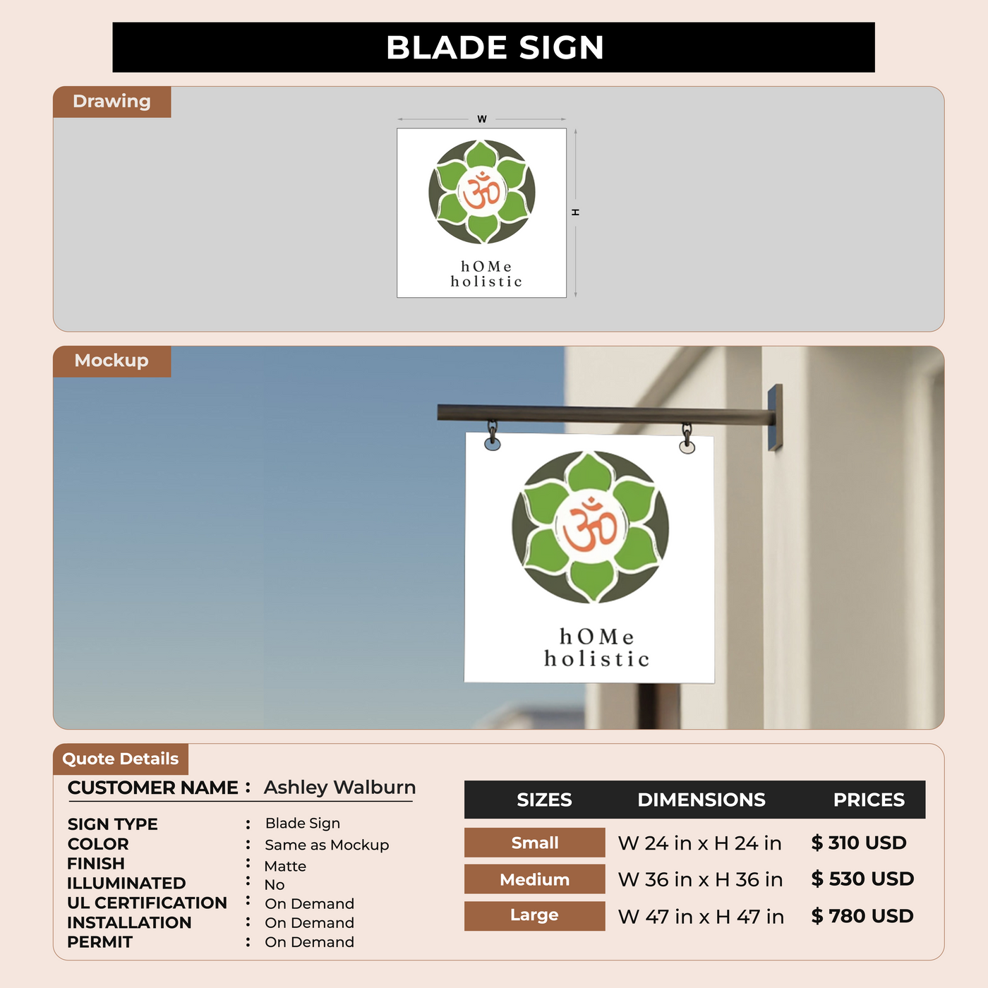 2D Blade Sign for Ashley Walburn
