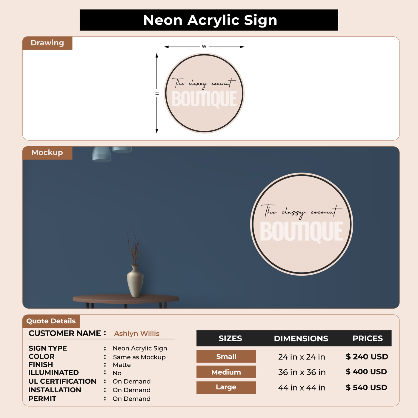 Business Signage for Ashlyn Willis
