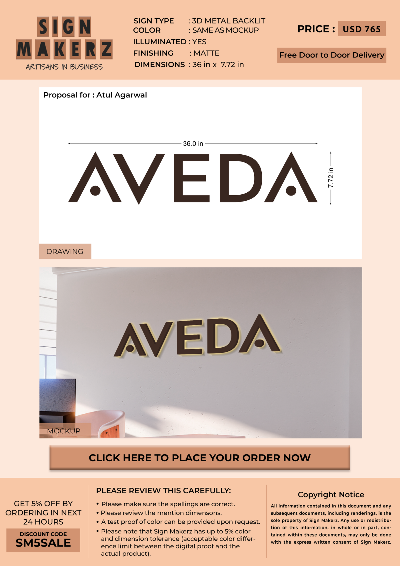 3d metal backlit for Atul Agarwal