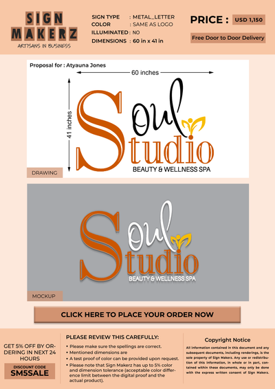 2D Metal Letter Sign for Atyauna Jones