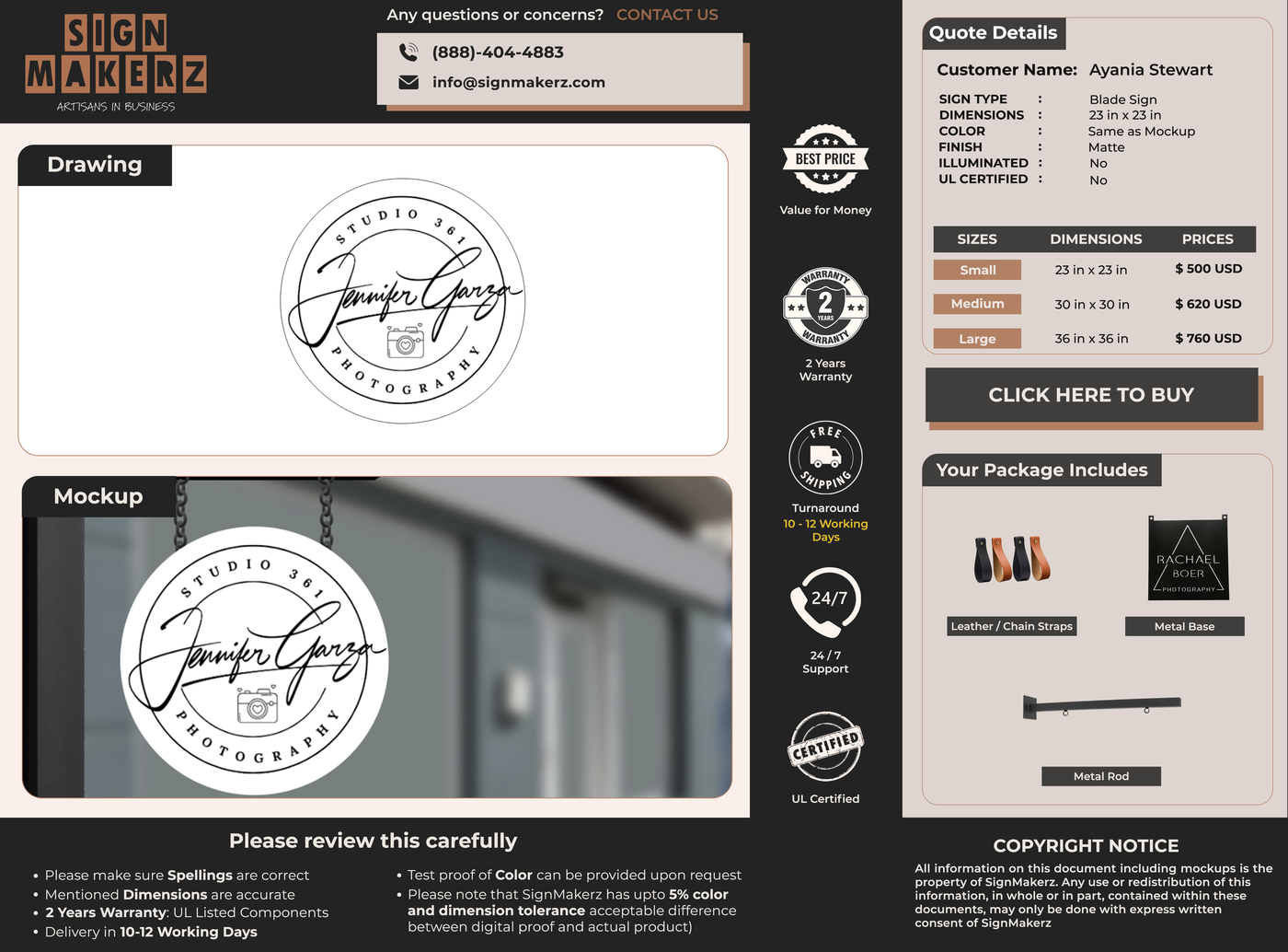 Business signage for Jennifer Garza