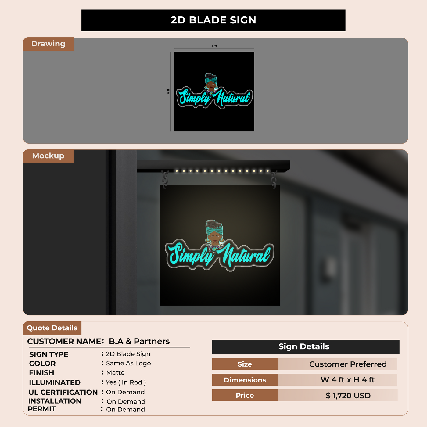 Custom Signs for B.A & Partners