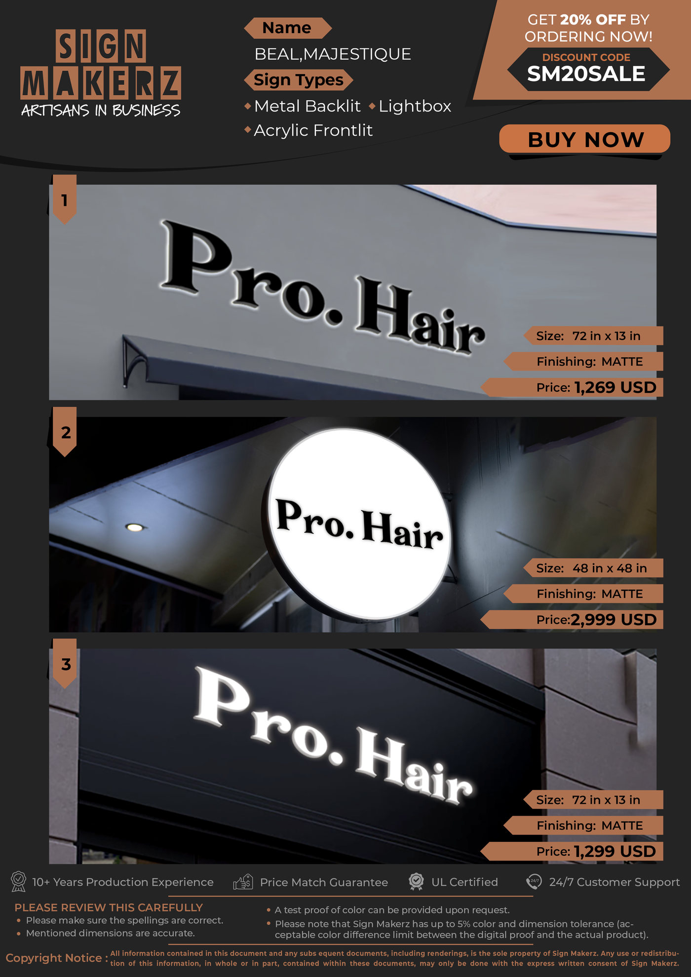 Business Signs for BEAL,MAJESTIQUE