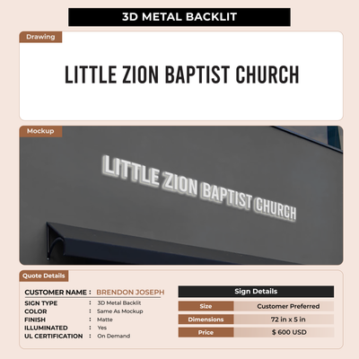 3D Metal Back-lit Sign For BRENDON JOSEPH