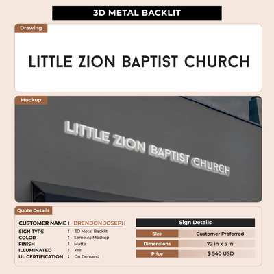 3D Metal Back-lit Sign For BRENDON JOSEPH