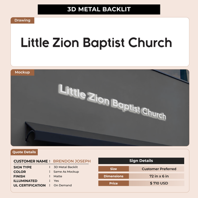 3D Metal Back-lit Sign For BRENDON JOSEPH