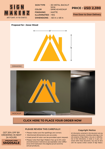 3D Metal Backlit Sign For Jesse Wood