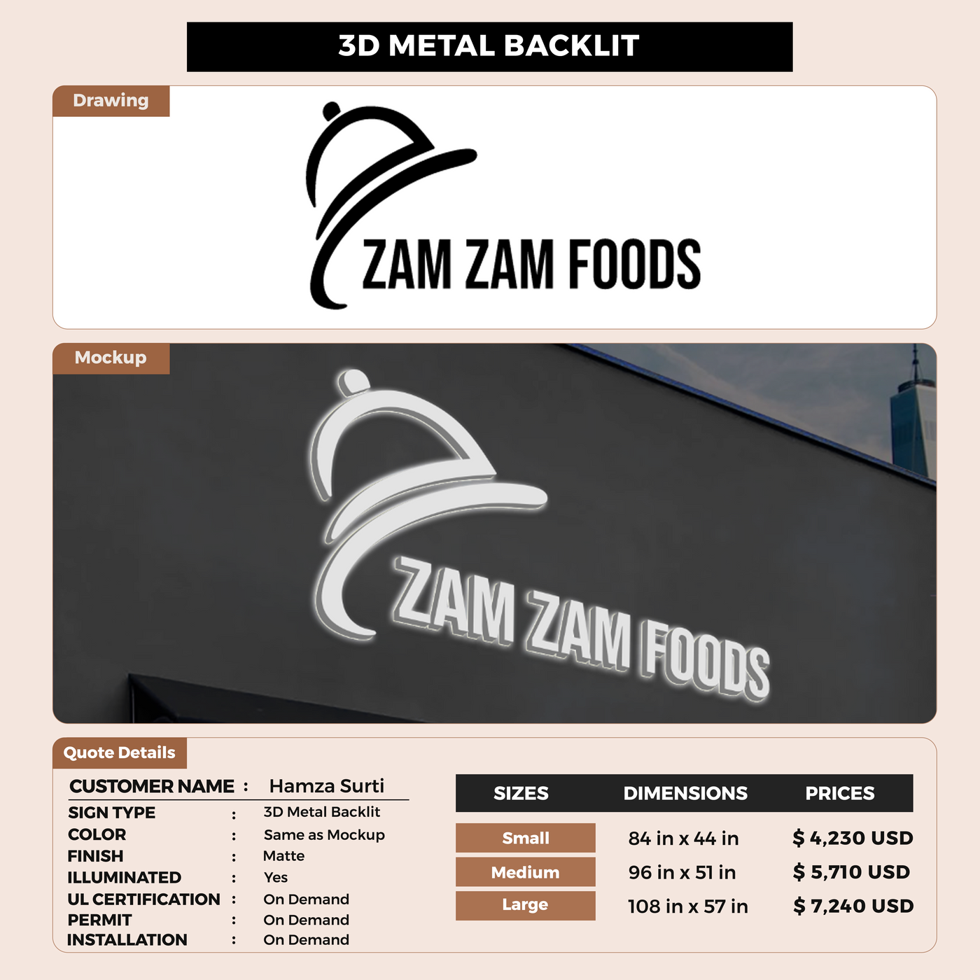 Business Signage for Hamza Surti