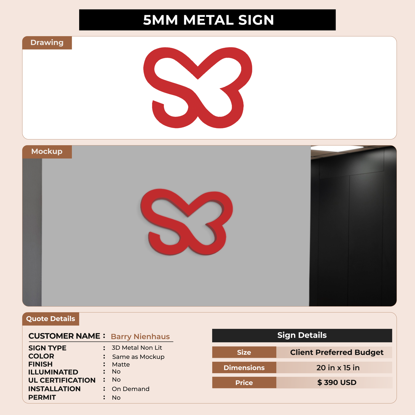 Custom Signs For Barry Nienhaus