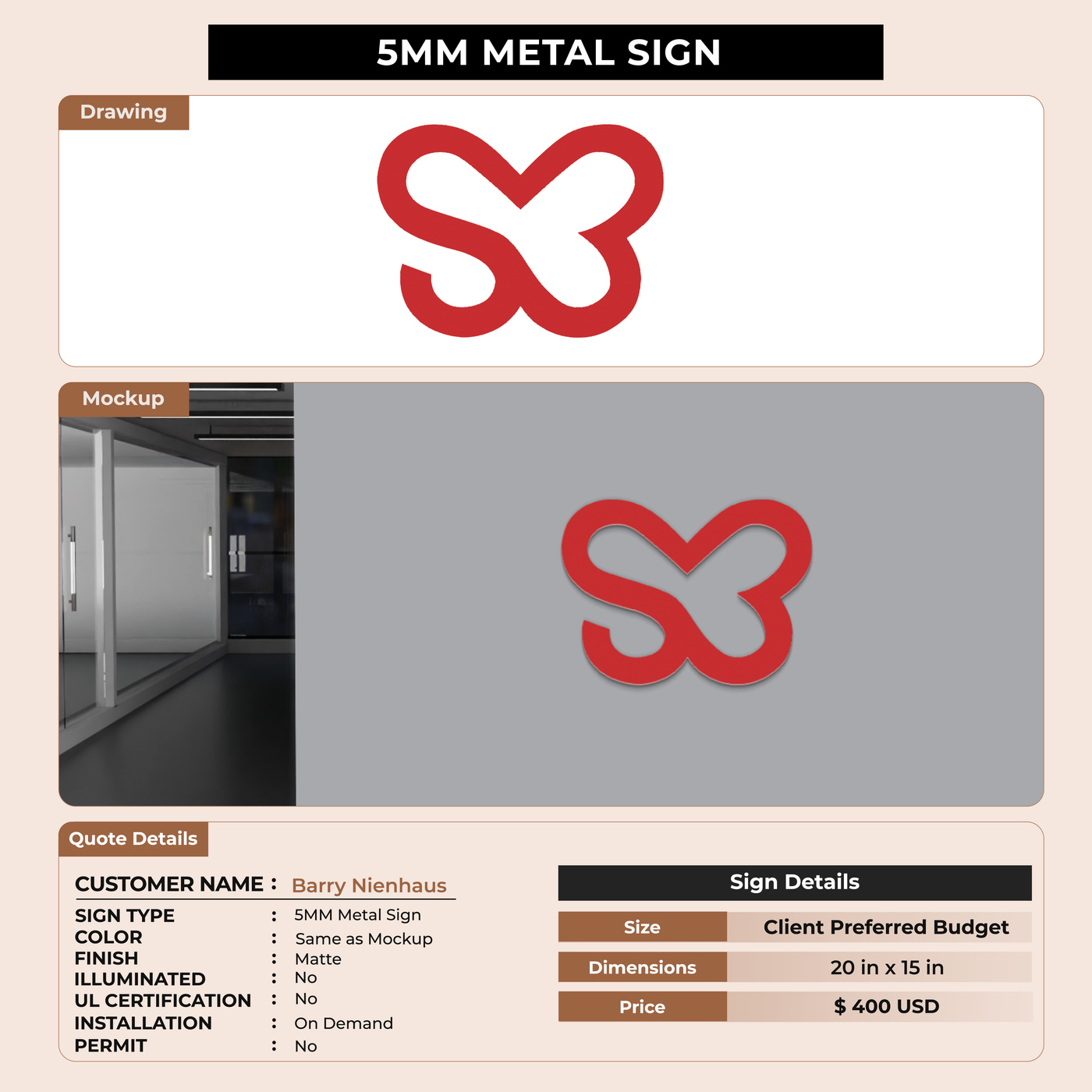 Custom Signs For Barry Nienhaus
